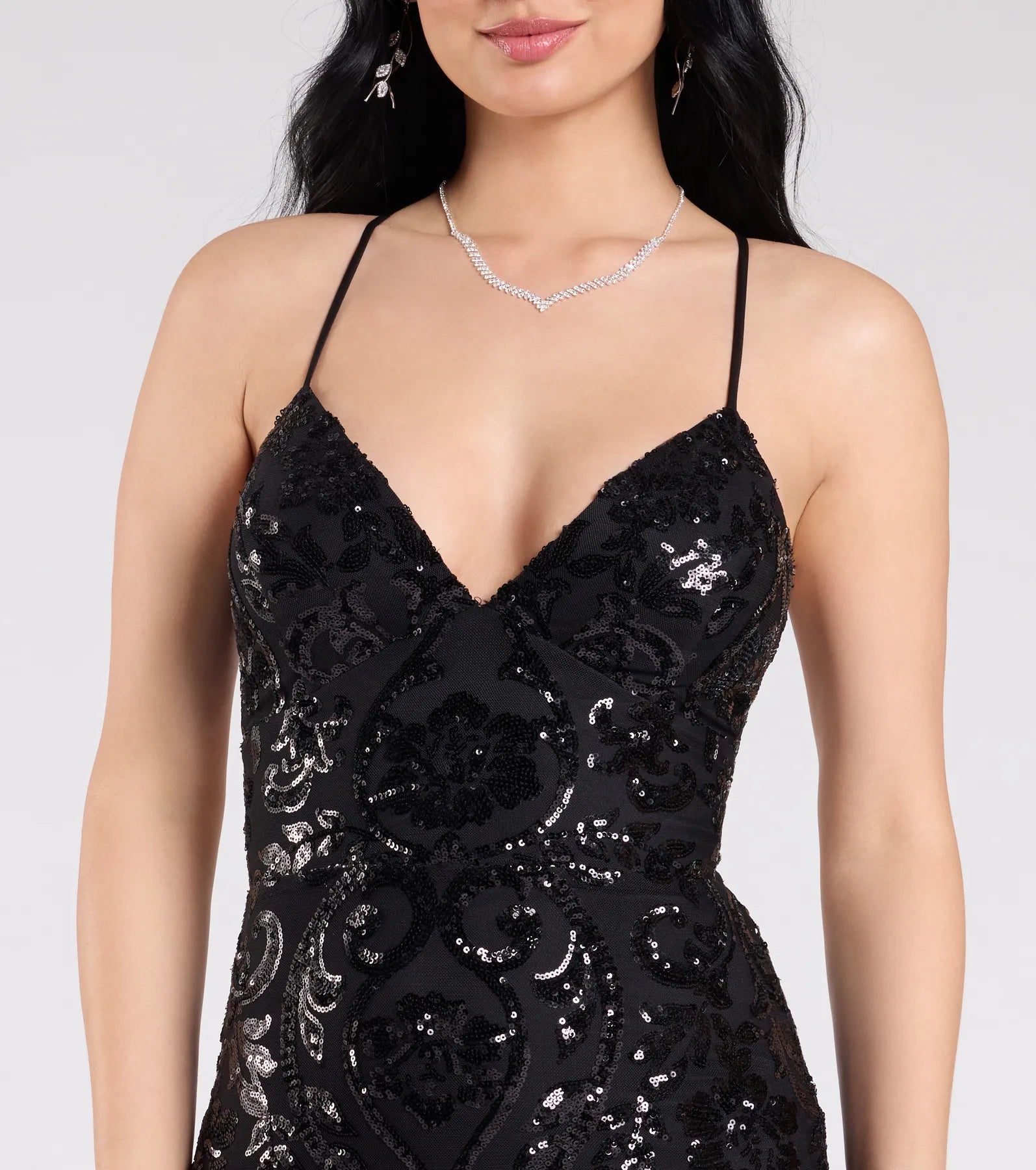 Gisela Lace-Up Bodycon Sequin Formal Dress - Image 3