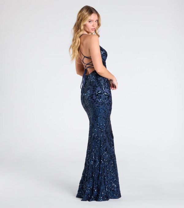 Gisela Lace-Up Bodycon Sequin Formal Dress - Image 6