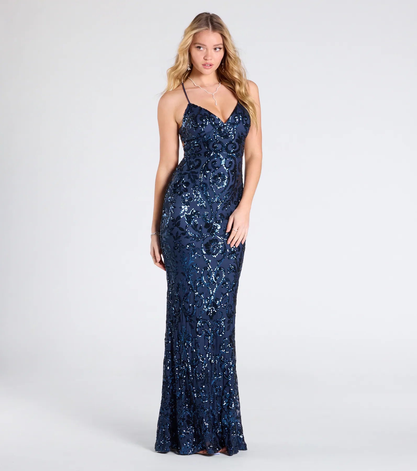 Gisela Lace-Up Bodycon Sequin Formal Dress - Image 8