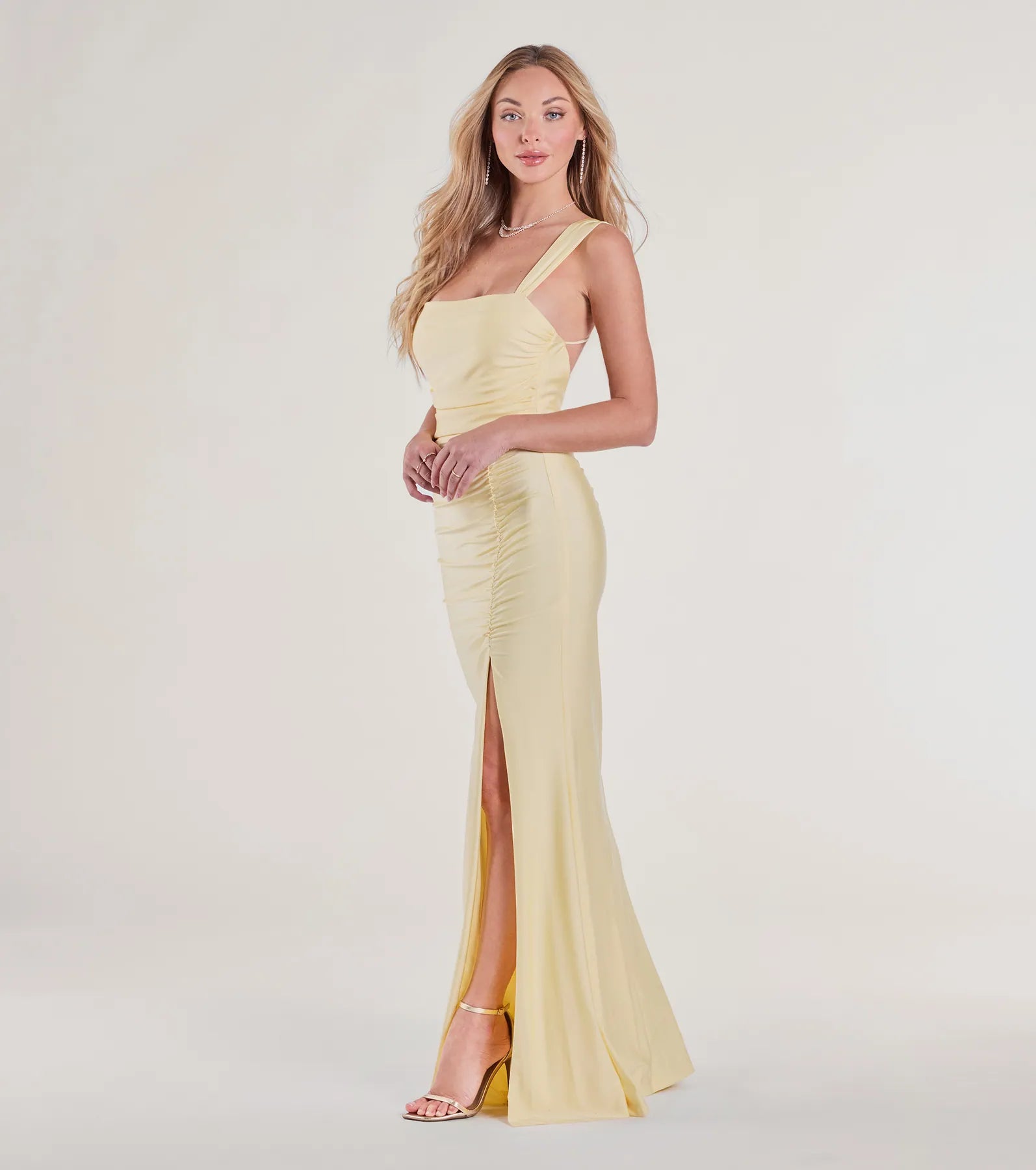 Irene Open Back Slit Column Formal Dress - Image 4