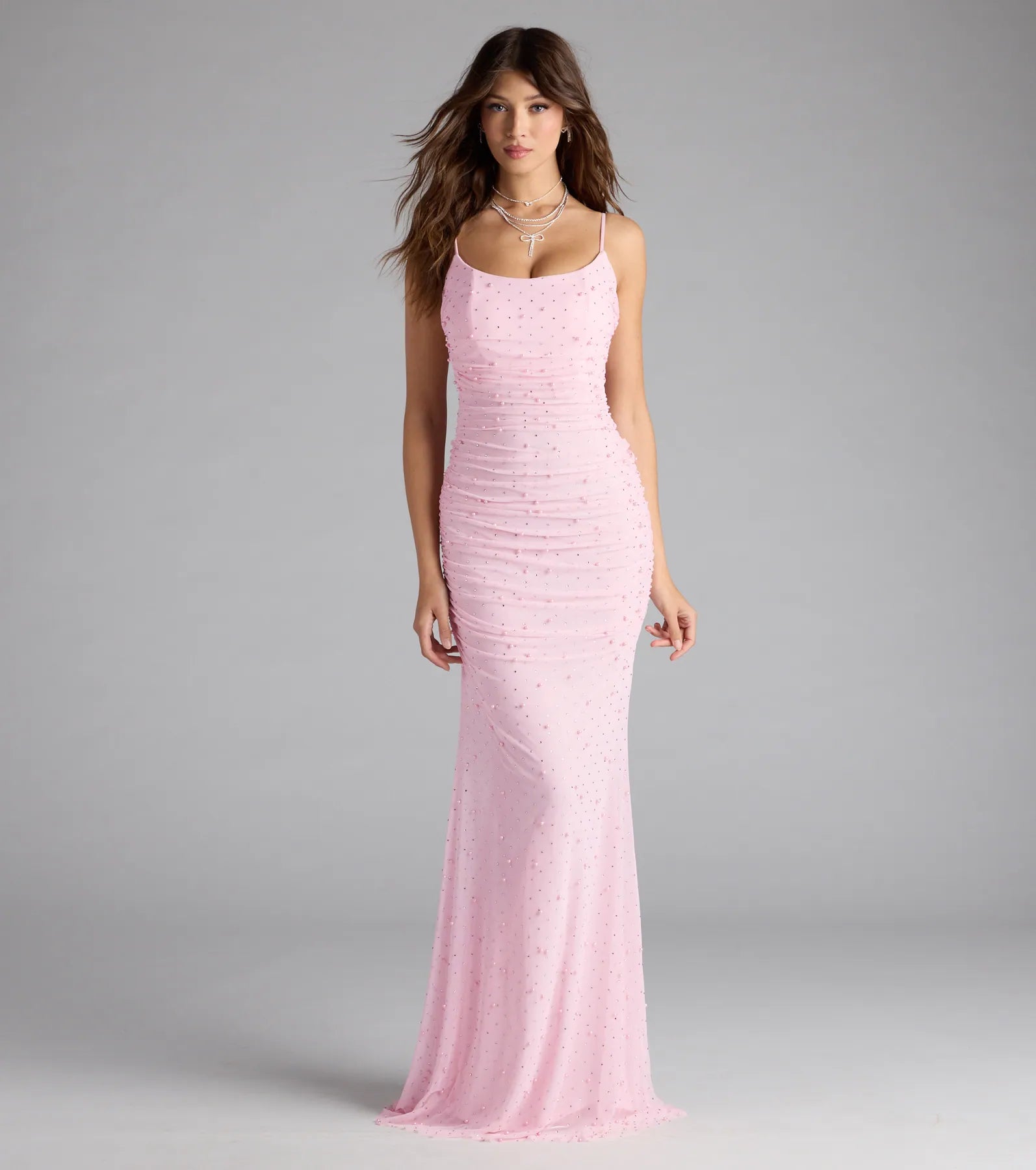 Camilla Mermaid Rhinestone Pearl Formal Dress - Image 6