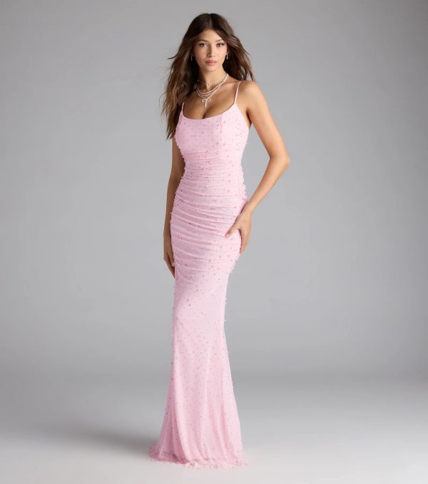 Camilla Mermaid Rhinestone Pearl Formal Dress - Image 10