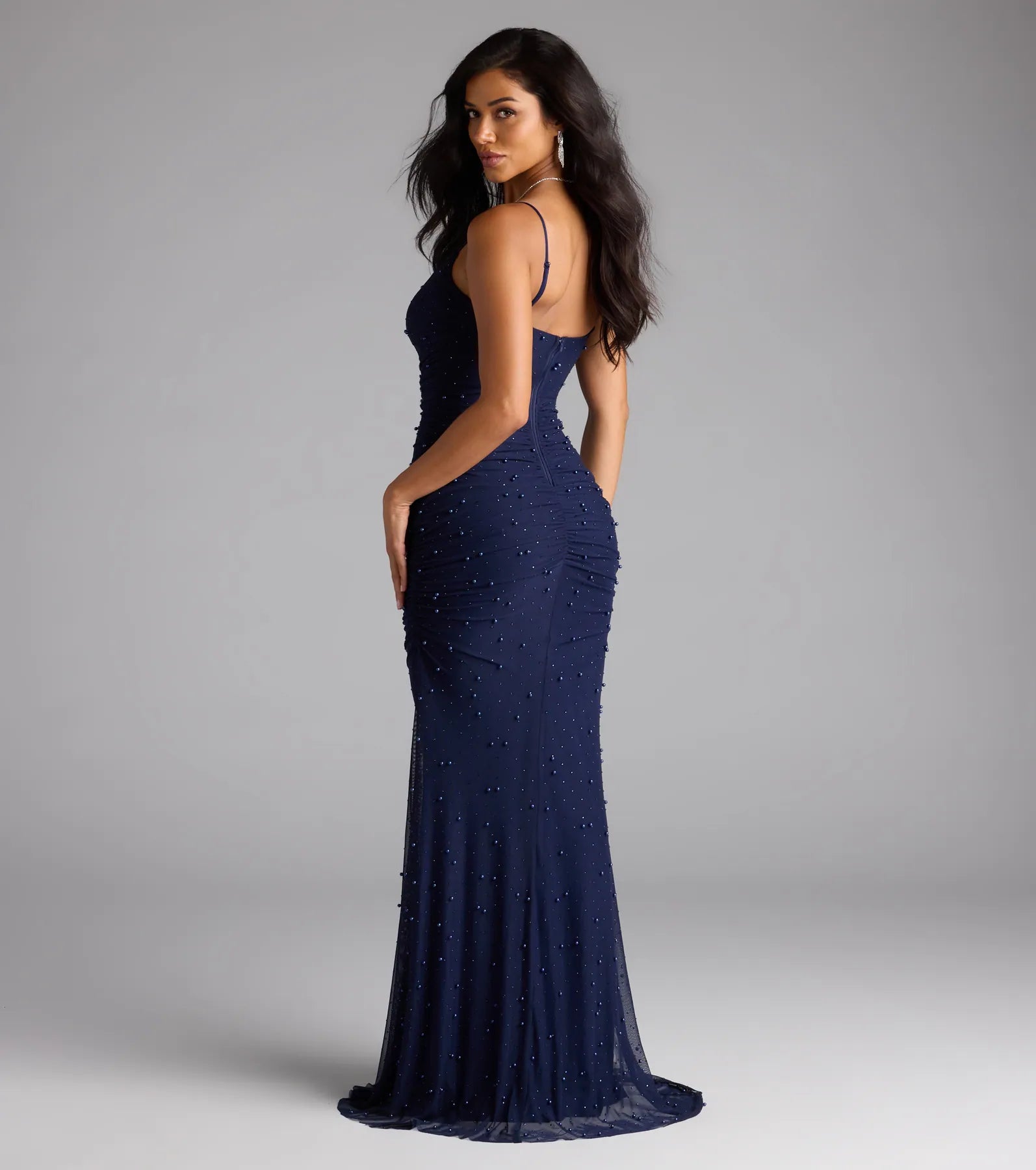 Camilla Mermaid Rhinestone Pearl Formal Dress - Image 2