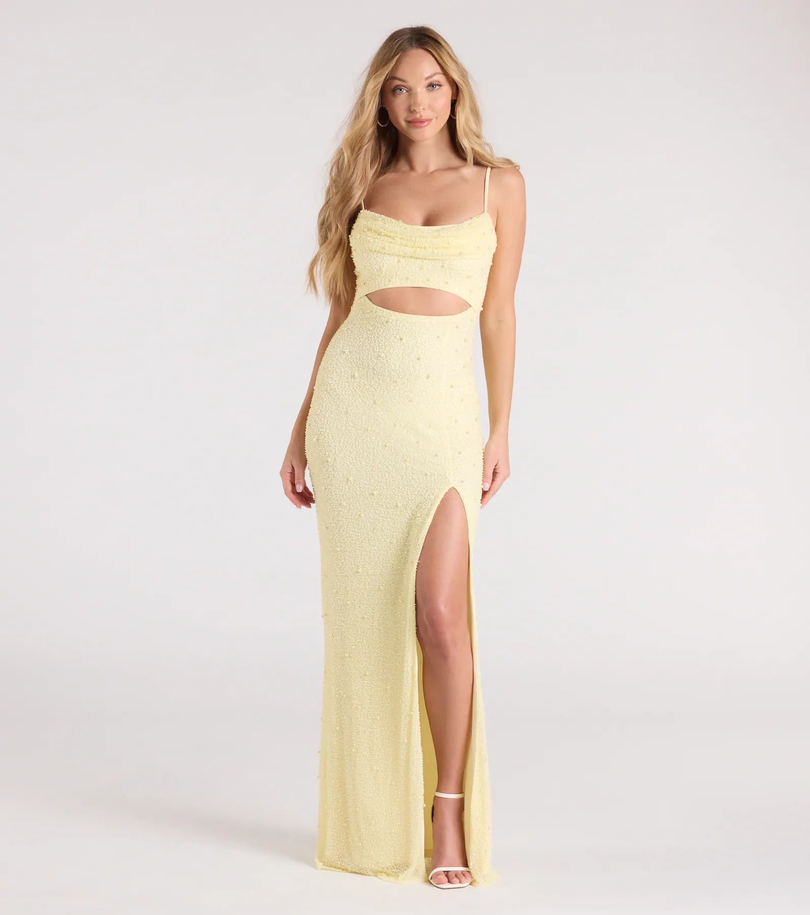 Marine Cutout Slit Mermaid Beaded Formal Dress - Image 11