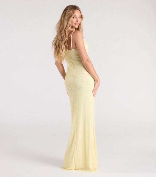Marine Cutout Slit Mermaid Beaded Formal Dress - Image 12
