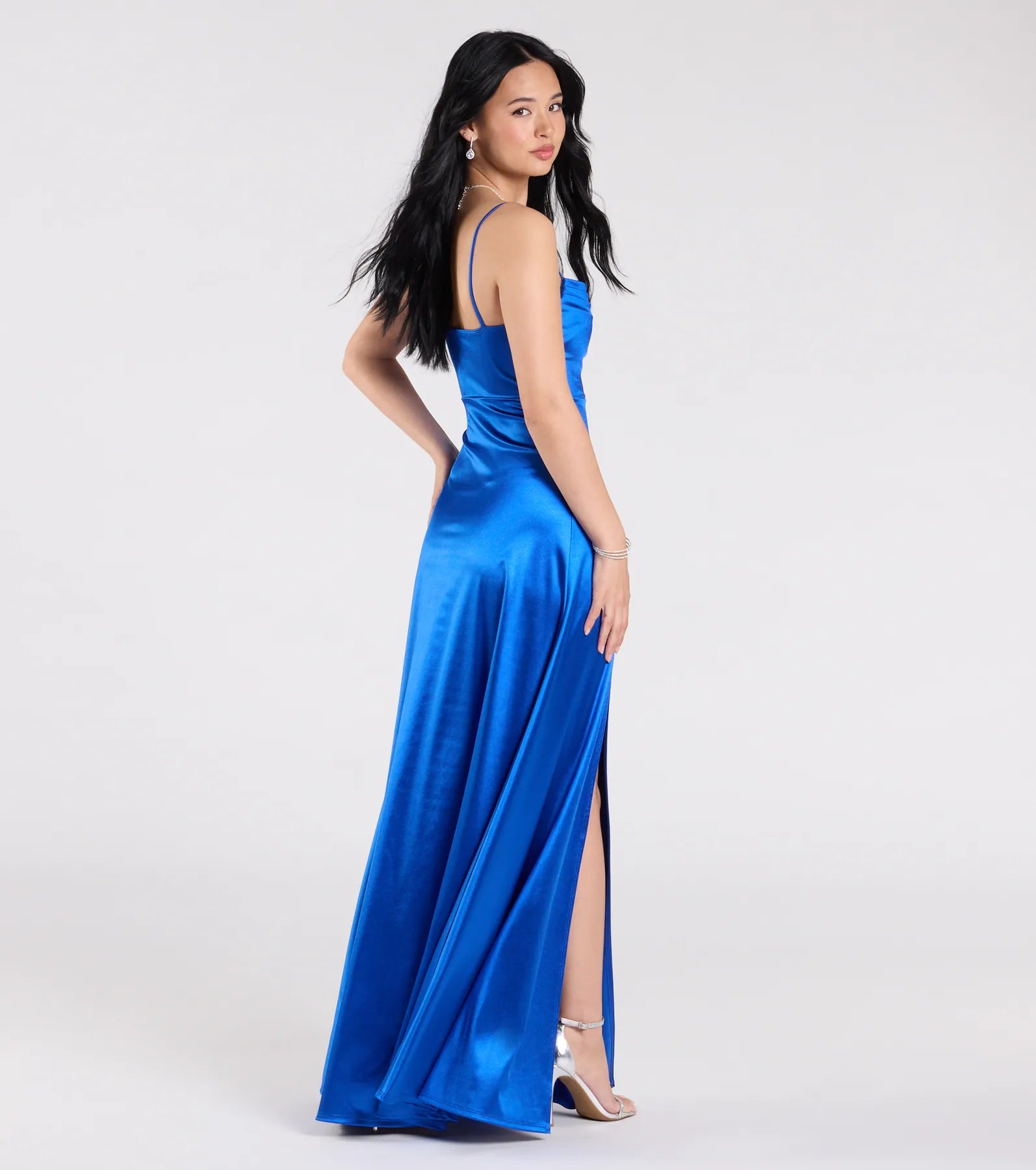 Marissa Formal Satin Cowl Neck Dress - Image 20