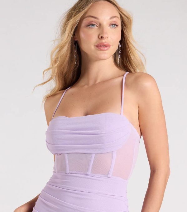 Rose Formal Mesh Corset Column Dress - Image 27