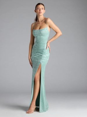 Kehlani Formal Floral Lace Slit Mermaid Dress