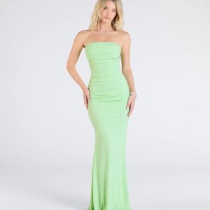 Mischka Strapless Mermaid Glitter Formal Dress