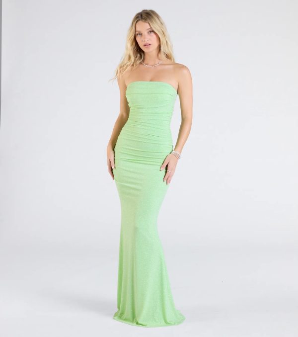 Mischka Strapless Mermaid Glitter Formal Dress - Image 4