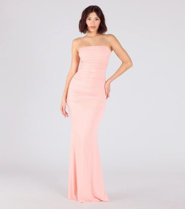 Mischka Strapless Mermaid Glitter Formal Dress - Image 5