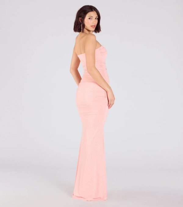 Mischka Strapless Mermaid Glitter Formal Dress - Image 6