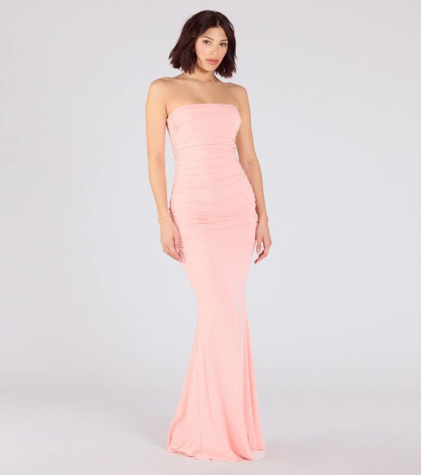 Mischka Strapless Mermaid Glitter Formal Dress - Image 8