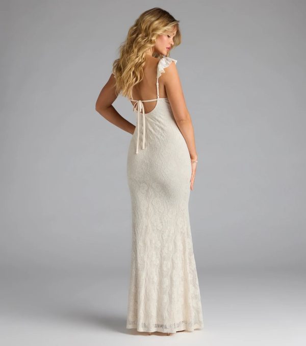 Romy Ruffle Tie-Back Mermaid Lace Formal Dress - Image 2