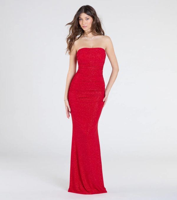 Mischka Strapless Mermaid Glitter Formal Dress - Image 9