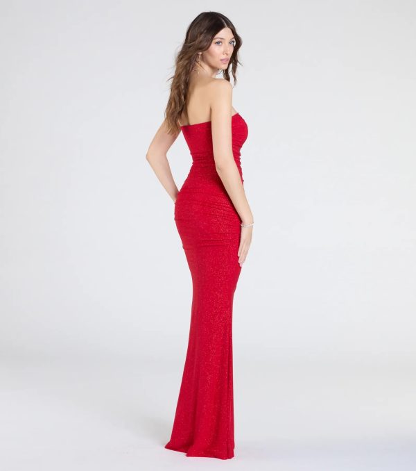 Mischka Strapless Mermaid Glitter Formal Dress - Image 10