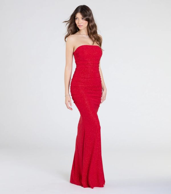 Mischka Strapless Mermaid Glitter Formal Dress - Image 13