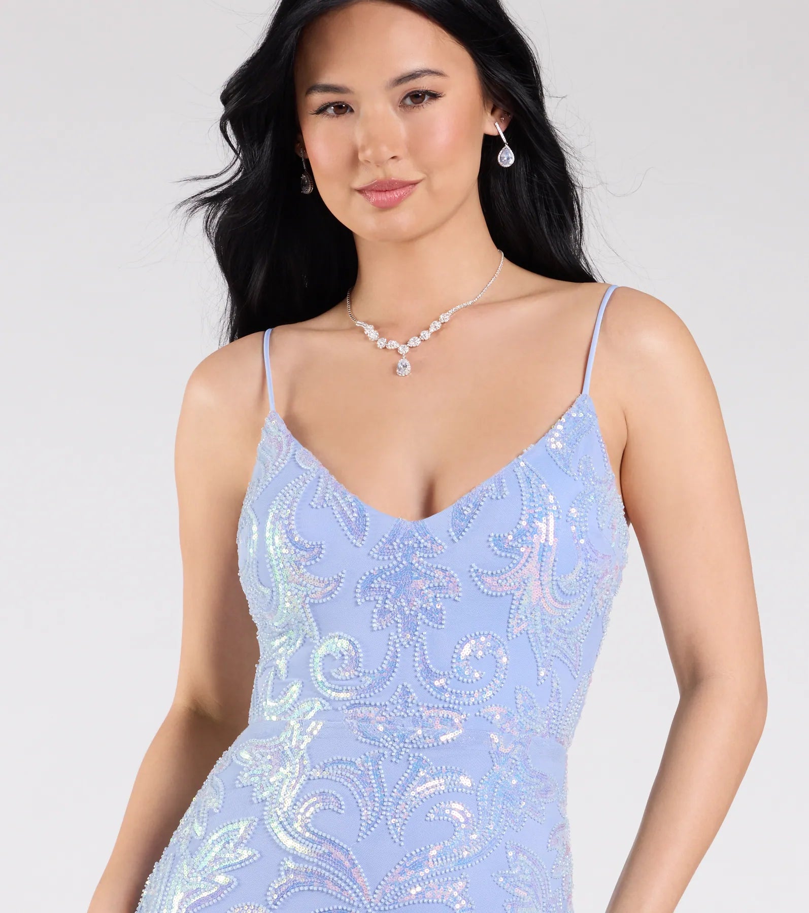Tarna Lace-Up Bead Sequin Mermaid Formal Dress - Image 8