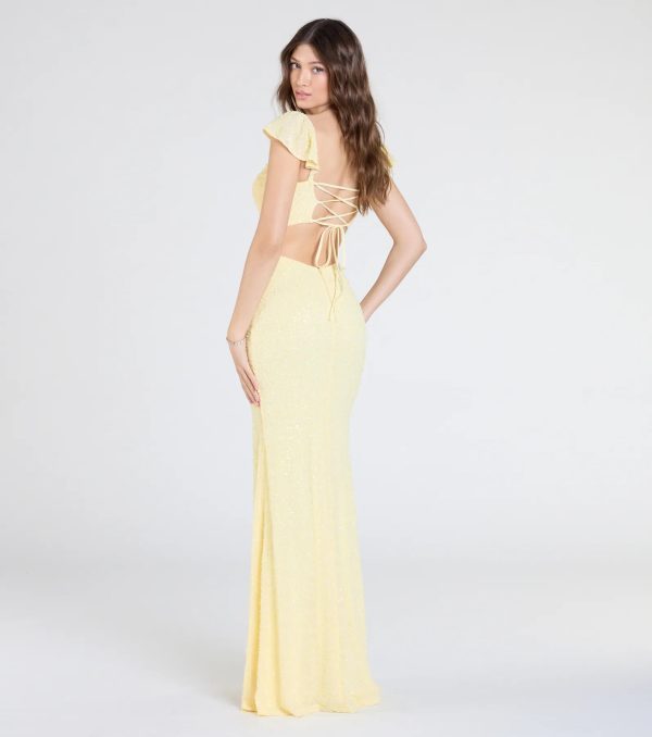 Tanya Lace-Up Slit Mermaid Beaded Formal Dress - Image 2