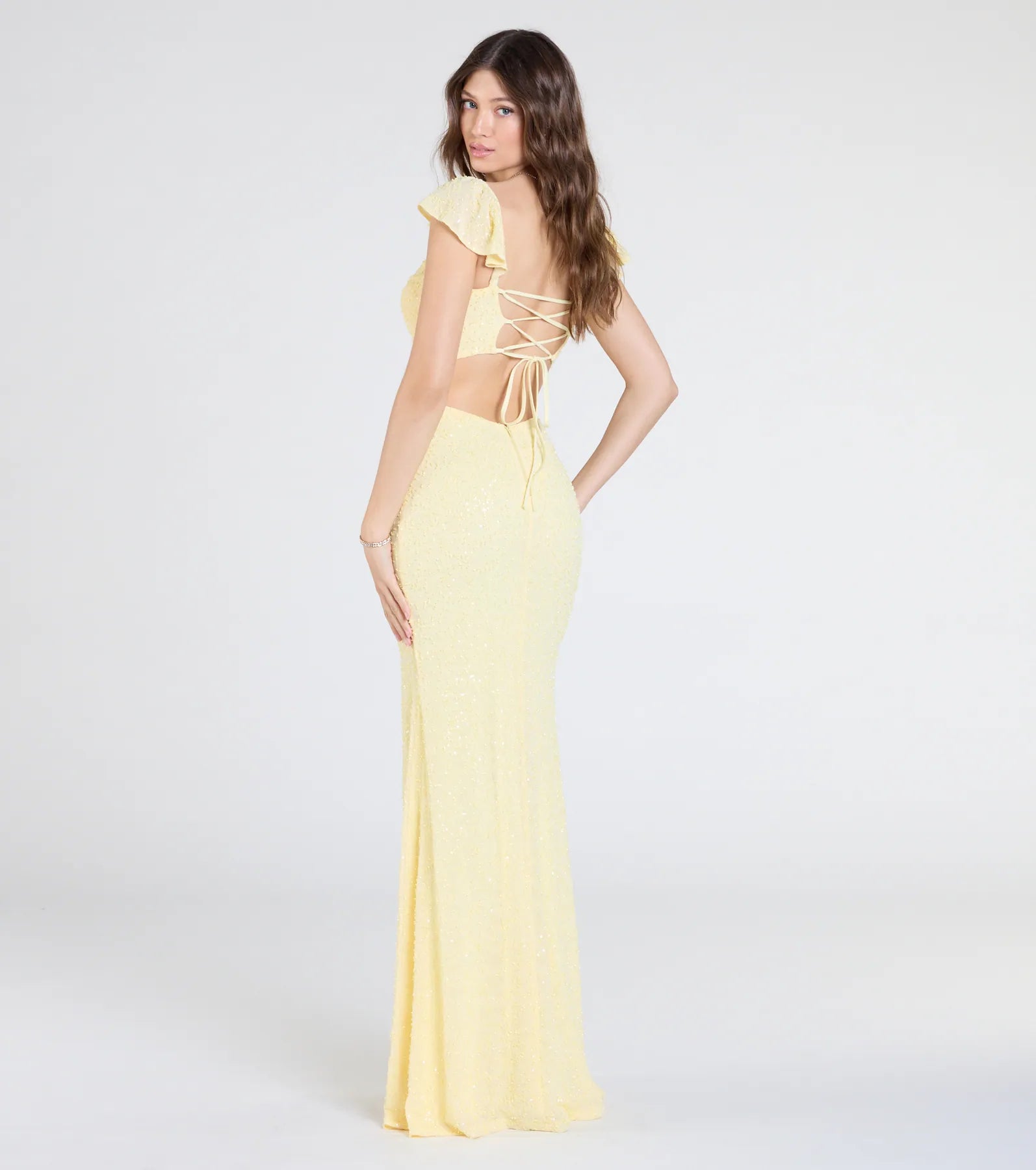 Tanya Lace-Up Slit Mermaid Beaded Formal Dress - Image 2