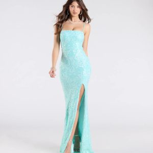 Dana Tie Back Slit Sequin Formal Dress