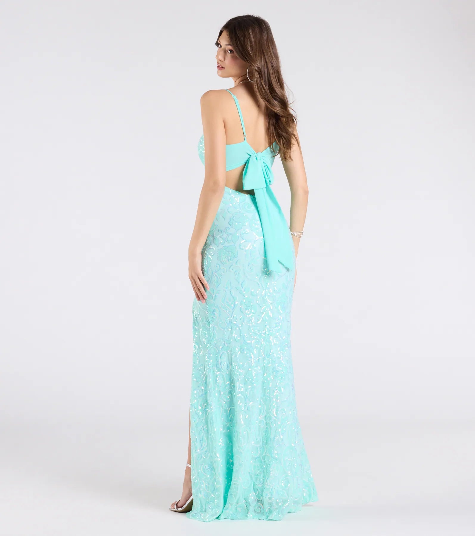 Dana Tie Back Slit Sequin Formal Dress - Image 2