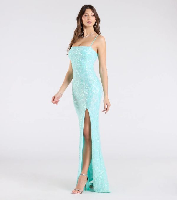 Dana Tie Back Slit Sequin Formal Dress - Image 4