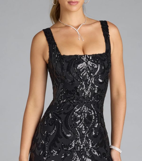 Taylor Lace-Up Slit Sequin Formal Dress - Image 3