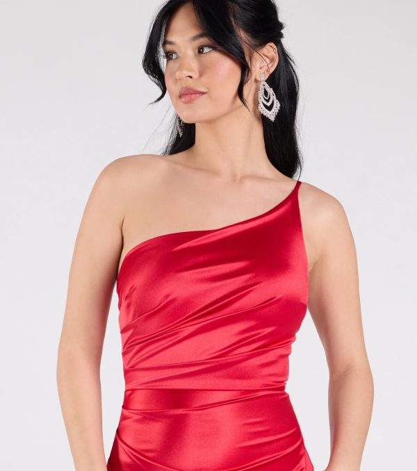 Contessa One-Shoulder Slit Satin Formal Dress - Image 7