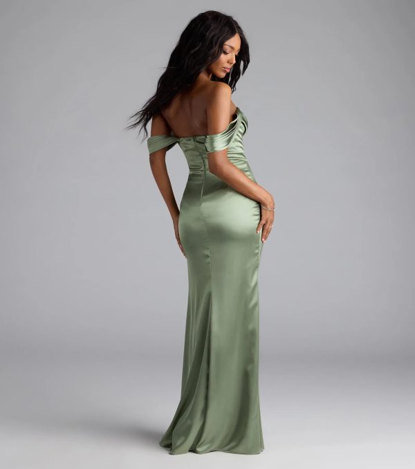 Lova Off-The-Shoulder Corset Satin Formal Dress - Image 2
