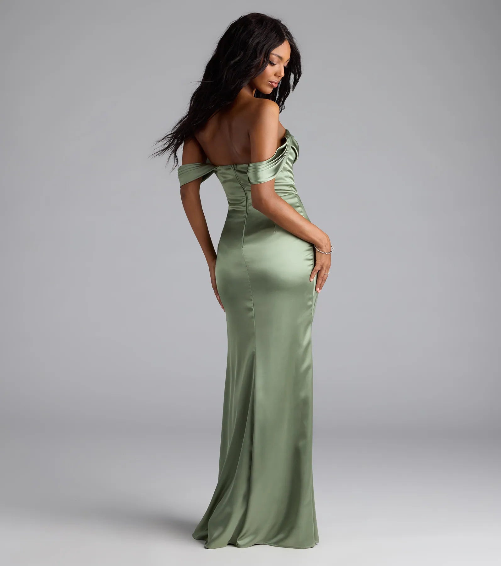 Lova Off-The-Shoulder Corset Satin Formal Dress - Image 2