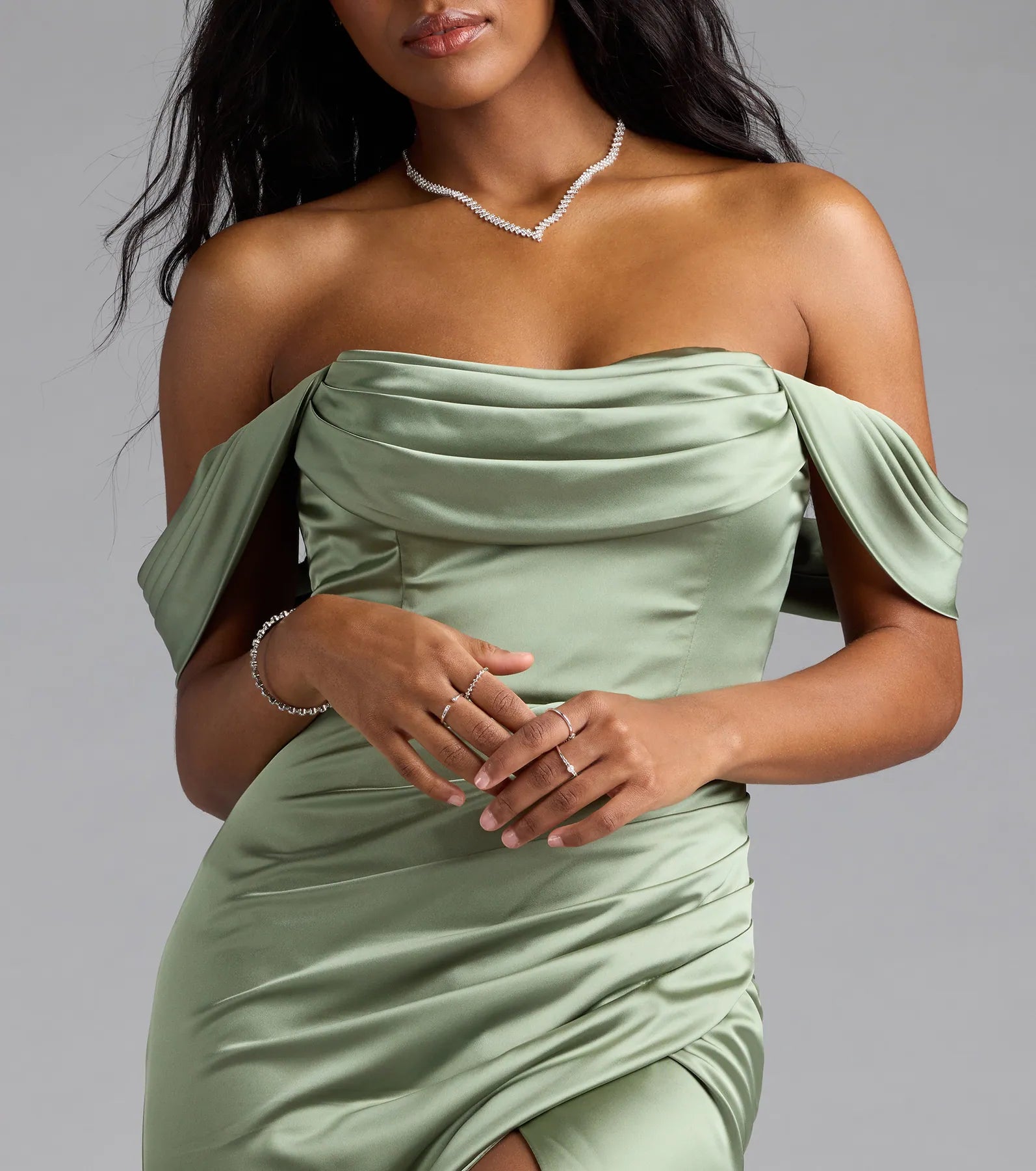 Lova Off-The-Shoulder Corset Satin Formal Dress - Image 3