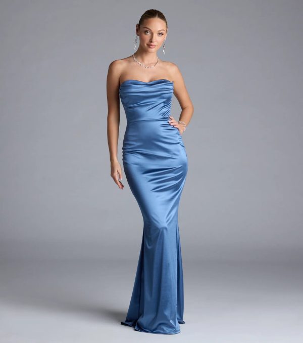 Priscilla Formal Satin Strapless Mermaid Dress - Image 19