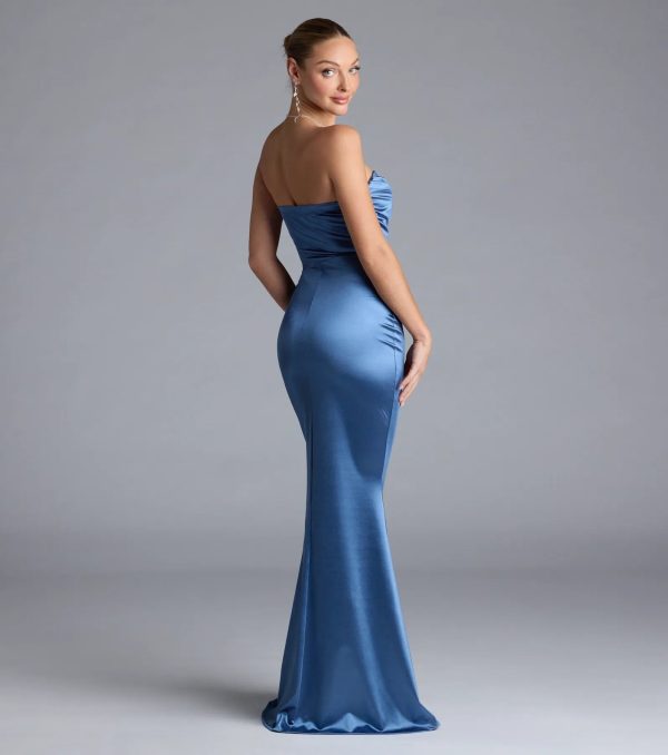 Priscilla Formal Satin Strapless Mermaid Dress - Image 20