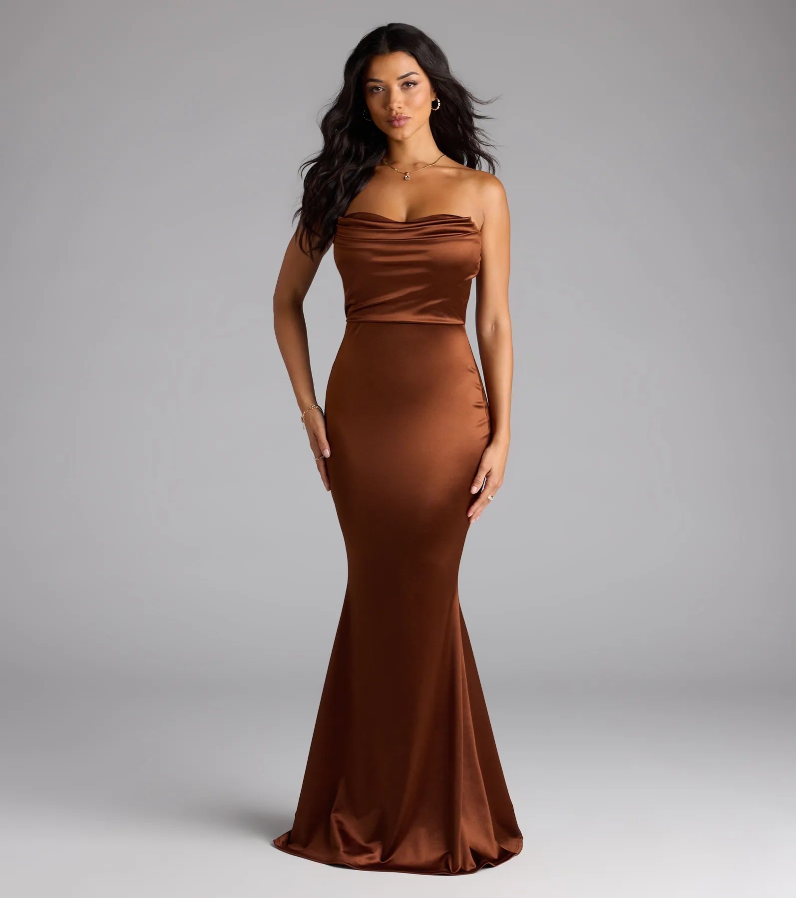 Priscilla Formal Satin Strapless Mermaid Dress - Image 23