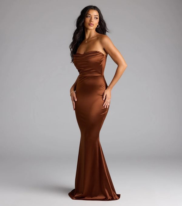Priscilla Formal Satin Strapless Mermaid Dress - Image 26