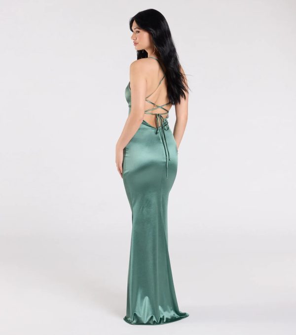 Emmie Lace-Up Mermaid Satin Formal Dress - Image 14