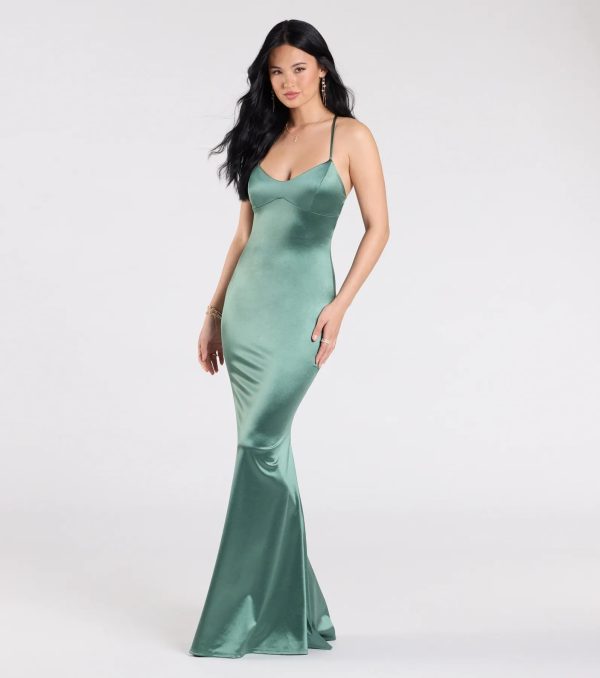 Emmie Lace-Up Mermaid Satin Formal Dress - Image 16