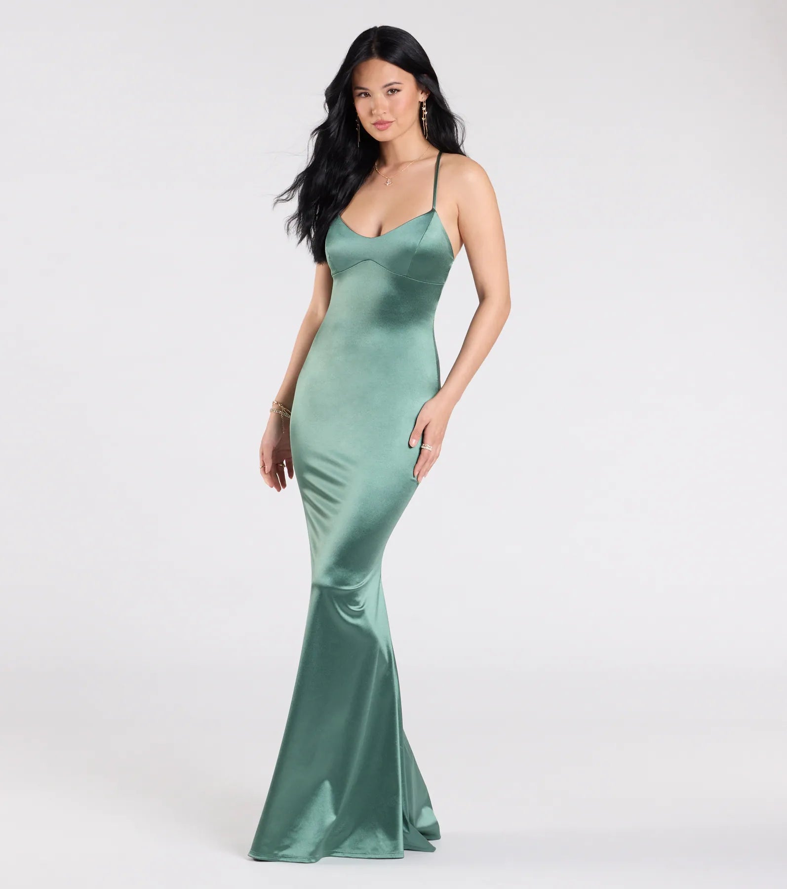 Emmie Lace-Up Mermaid Satin Formal Dress - Image 16