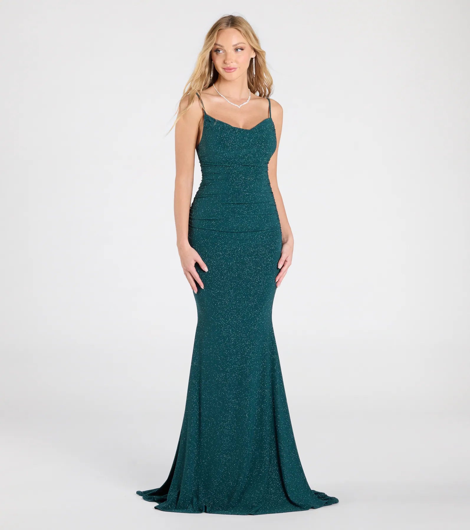Corrina Cowl Neck Mermaid Glitter Formal Dress - Image 5