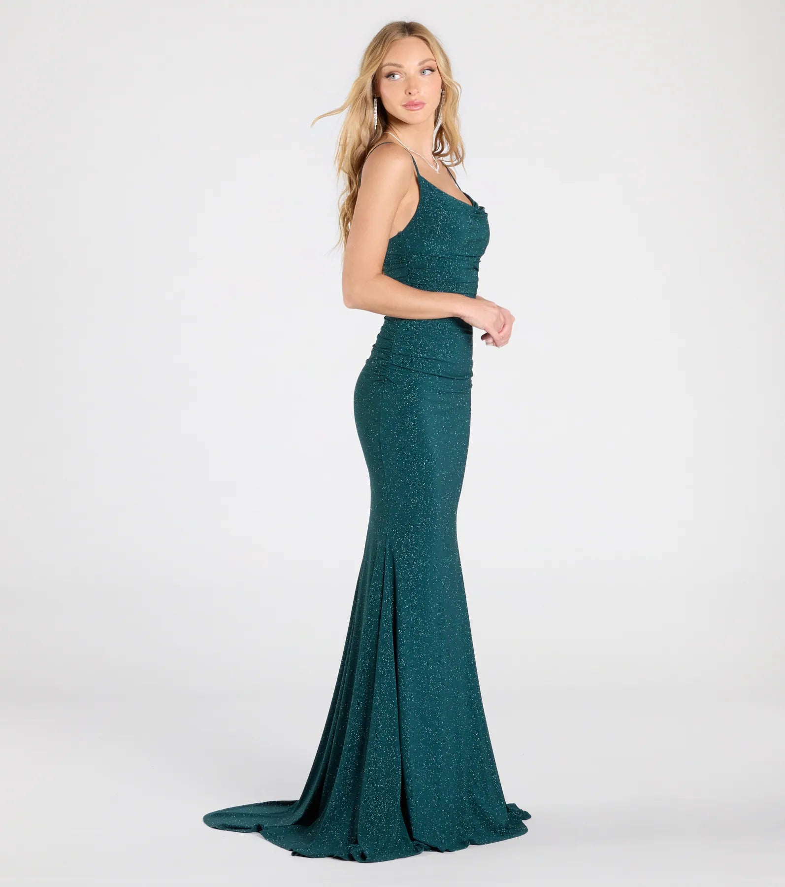 Corrina Cowl Neck Mermaid Glitter Formal Dress - Image 8