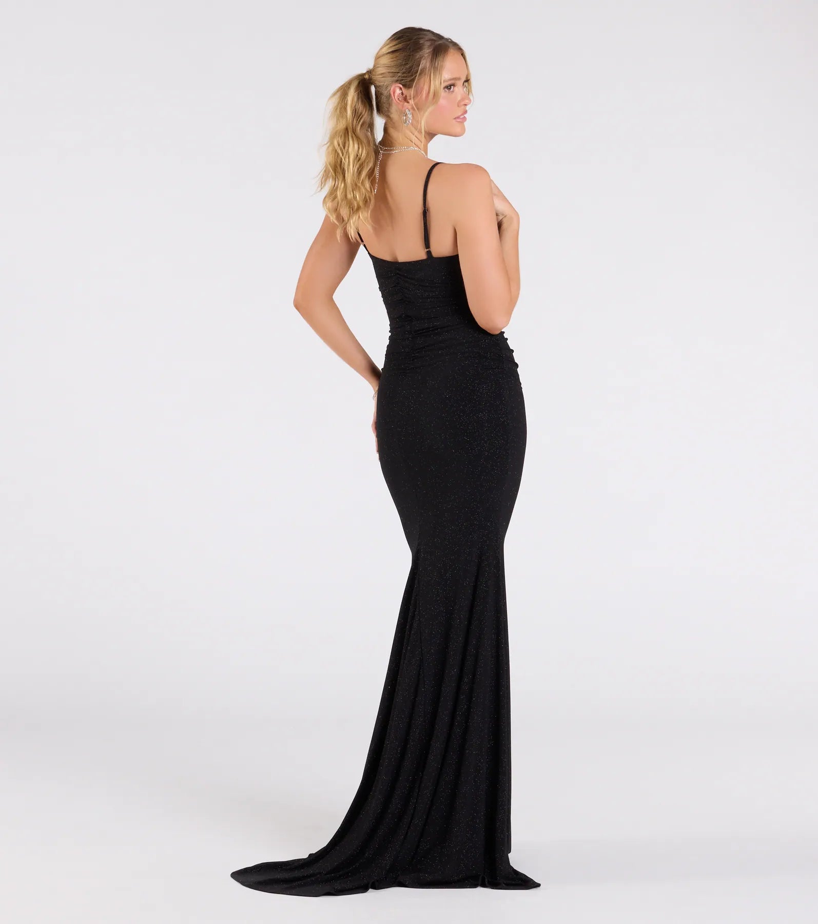 Corrina Cowl Neck Mermaid Glitter Formal Dress - Image 2