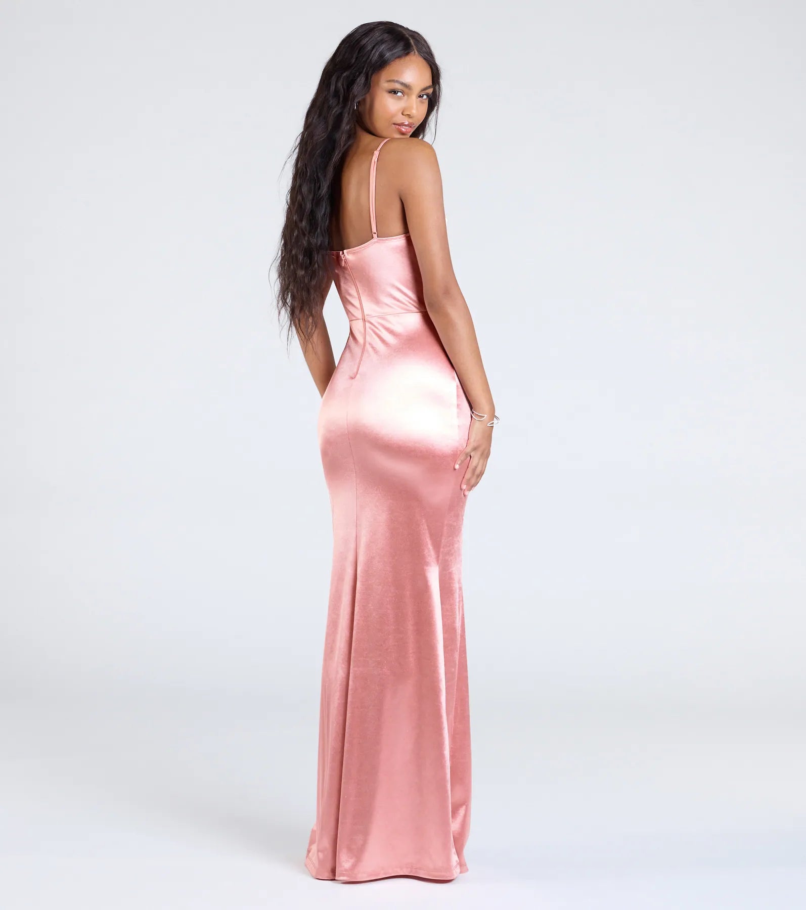 Jackie Floral Sequin Trim Satin Formal Dress - Image 2