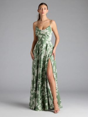 Robina Lace-Up A-Line Floral Satin Formal Dress