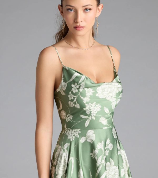 Robina Lace-Up A-Line Floral Satin Formal Dress - Image 3