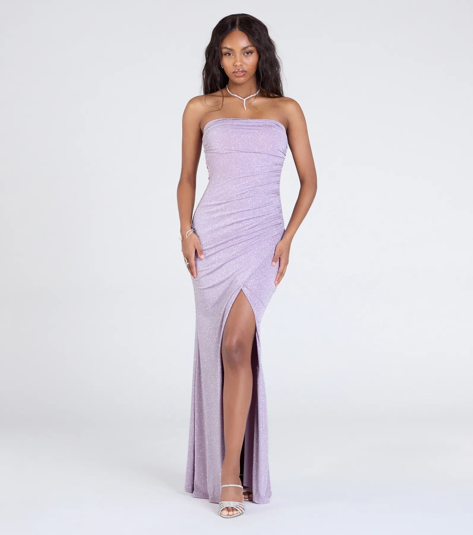 Kaye Strapless Mermaid Slit Glitter Formal Dress - Image 5