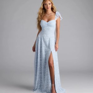 Vittoria Flutter Sleeve A-Line Chiffon Formal Dress