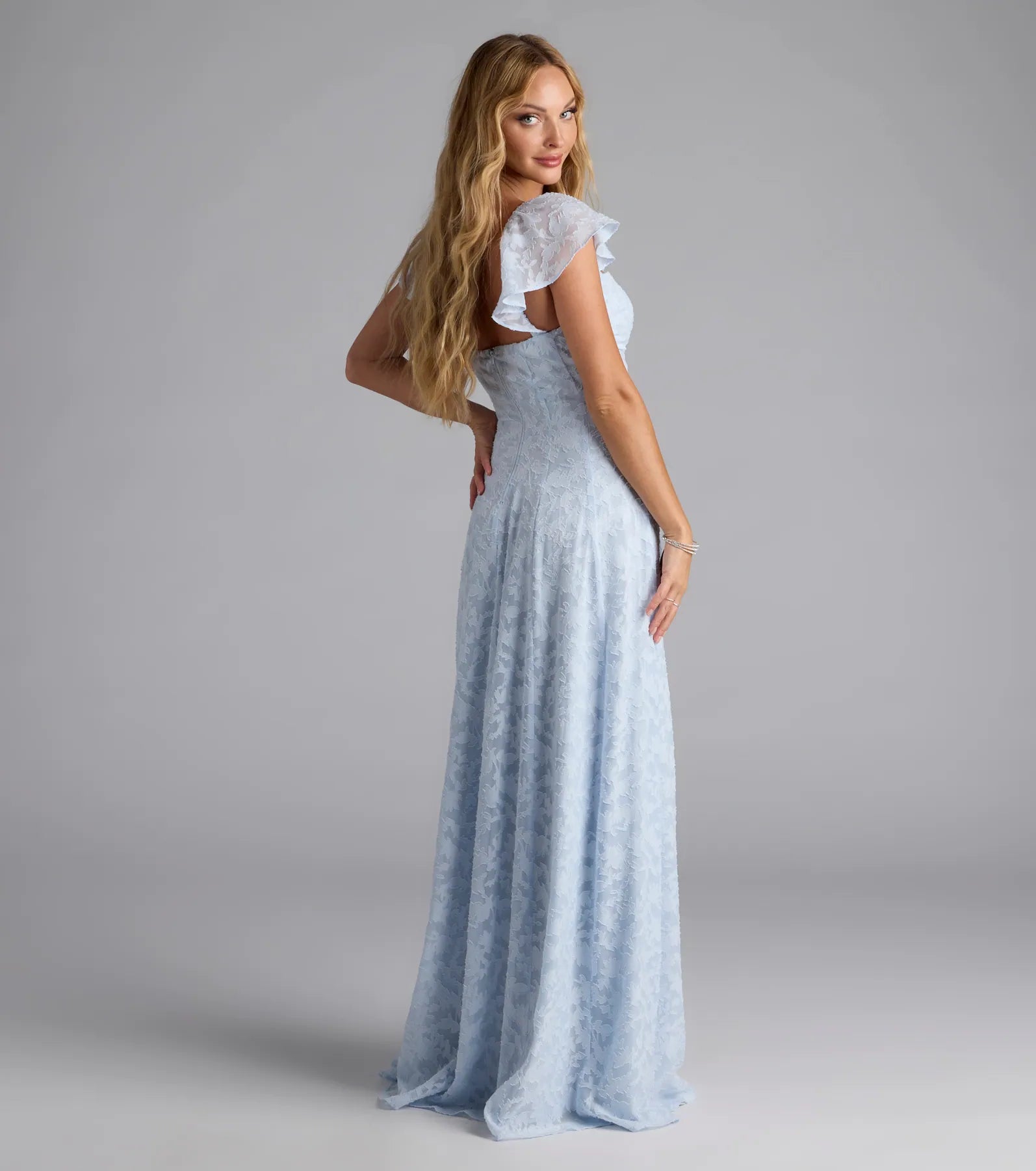Vittoria Flutter Sleeve A-Line Chiffon Formal Dress - Image 2