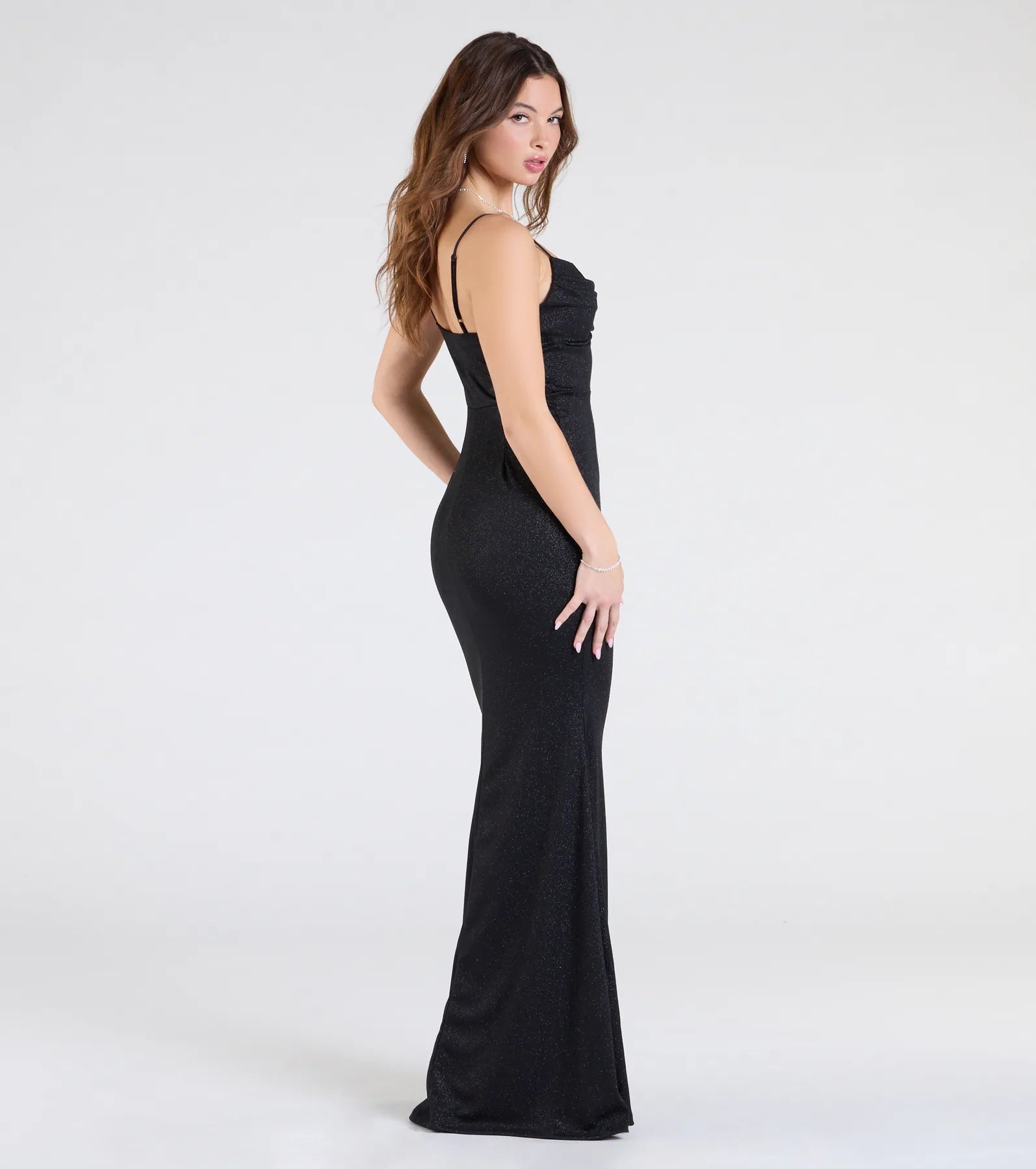 Acacia Glitter Knit Cowl Neck Mermaid Dress - Image 2