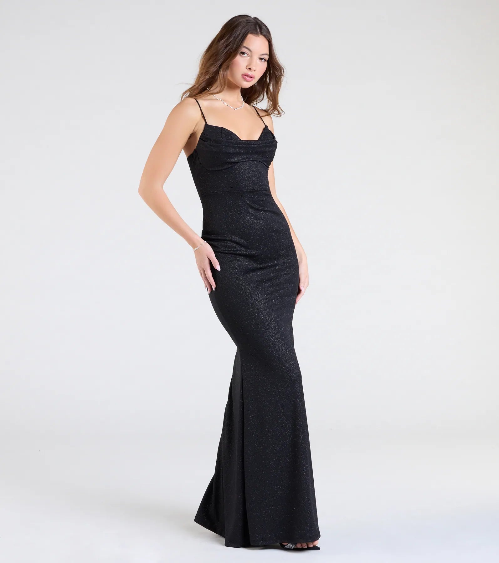 Acacia Glitter Knit Cowl Neck Mermaid Dress - Image 4